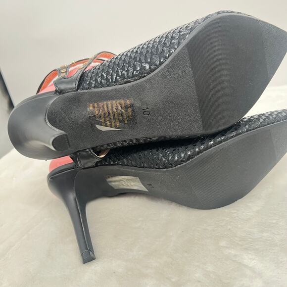 MARK NWOB Studded Ankle Snake Embossed Stiletto Heel Pumps 10 Disco Glam Prom - Picture 9 of 11